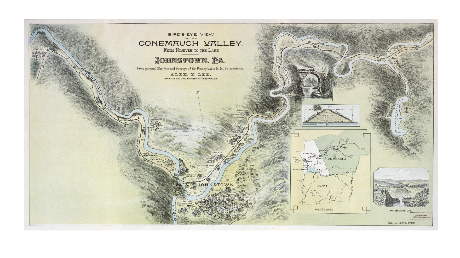 Birds-eye view of Conemaugh Valley